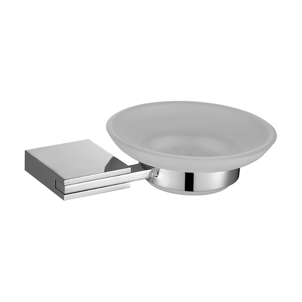 OJ-L8608J Frosted Ronde Glazen Zeepbakje Met Houder Moderne Douche Zeepbakje Wandmontage Zinklegering Badkamer Accessoires