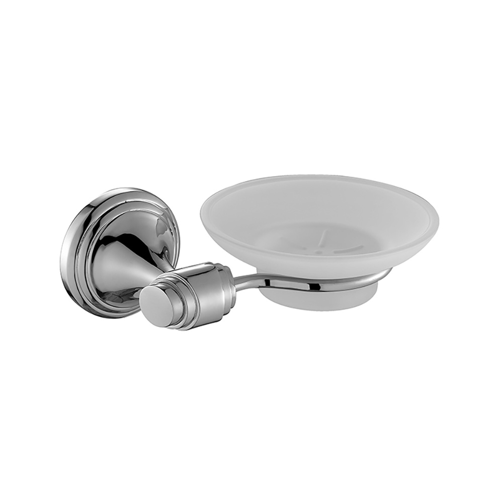 OJ-L4208J Frosted Ronde Glazen Zeepbakje Met Houder Moderne Douche Zeepbakje Wandmontage Zinklegering Badkamer Accessoires